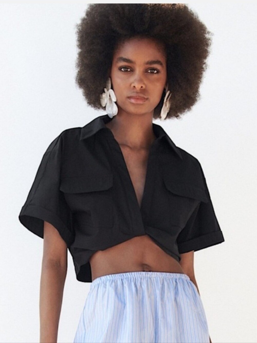 ZARA black Crop Top With Knot